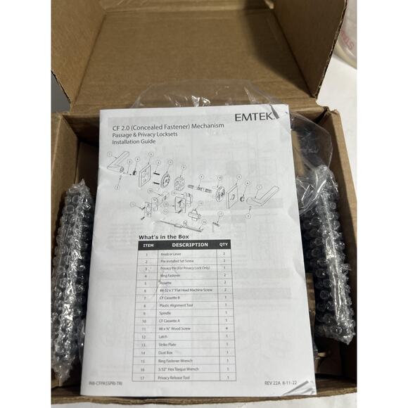 EMTEK Concealed Fastener Modern Rectangular Rosette Privacy Set with Matching Fi - Picture 5 of 5